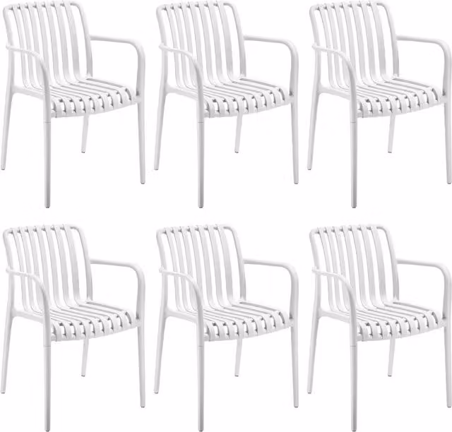 tectake Alcudia Garden Chairs for 6 People in Beige and White