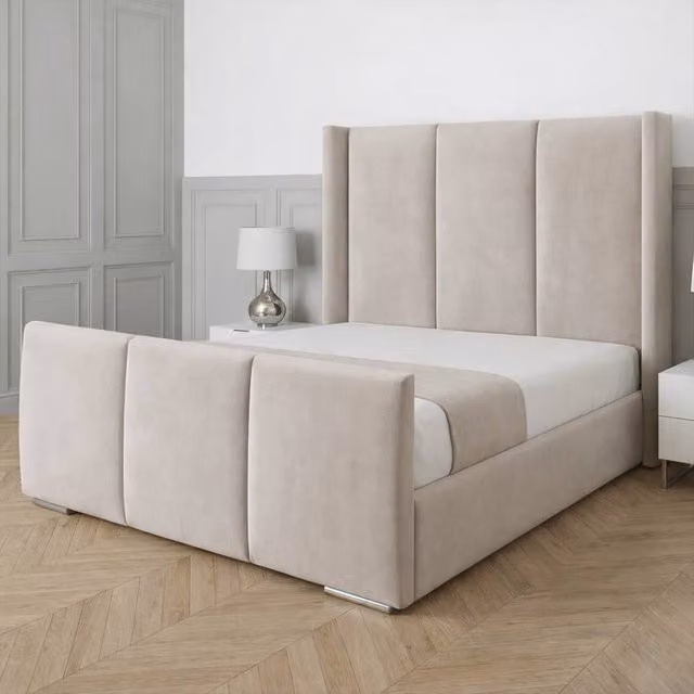 Living Comfort Bedz Westbury Upholstered Gas Lift Storage Bed in Grey, Size: Double (140 x 200 cm)