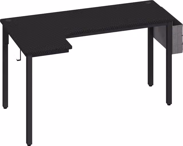 HOMCOM L-Shaped Computer Gaming Desk with Fabric Bag, Hooks and Cable Management, Black, W: 145 cm, D: 81 cm, H: 76 cm