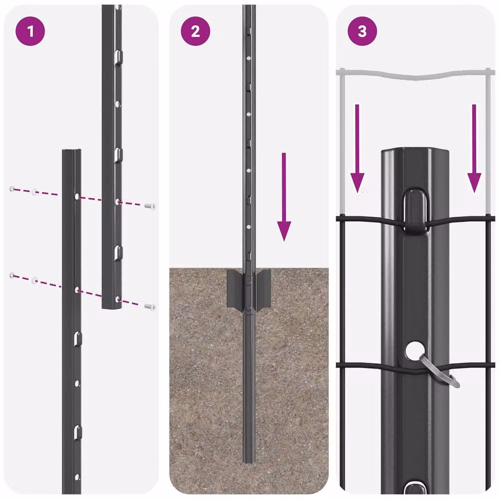 Berkfield Home Garden Grey Powder-Coated Steel Fence Set of 2, W: 1 m, H: 1 m – 6