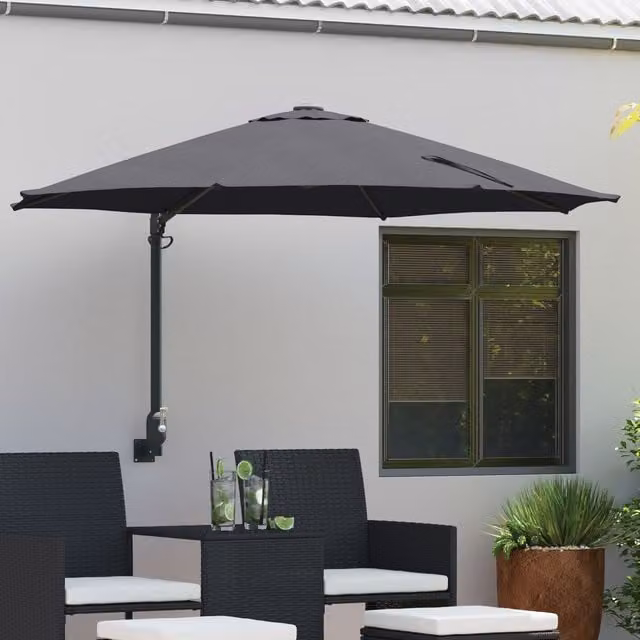Berkfield Home Large Patio Umbrella in Anthracite with Powder-Coated Steel and Polyester – 1