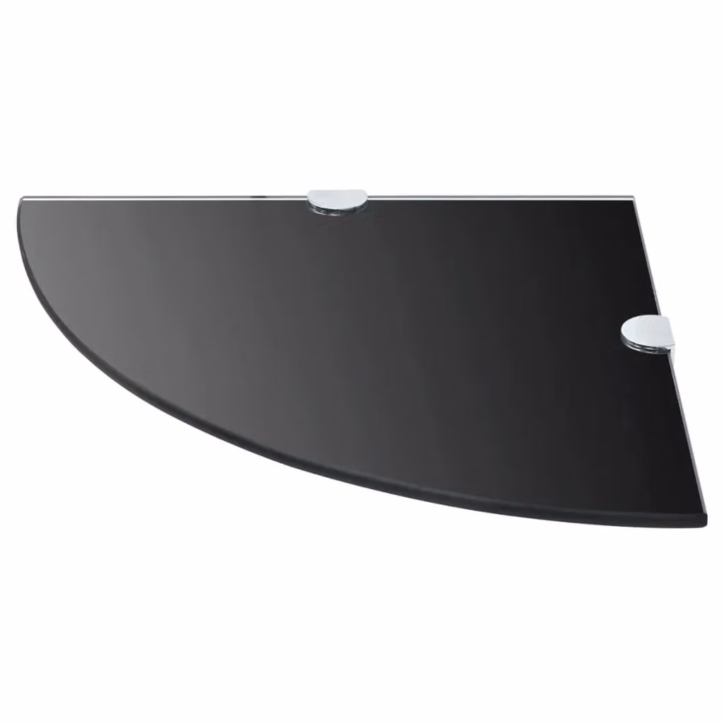 Berkfield Home Black Glass Corner Shelves with Chrome Supports, 2 Pack, W/D: 35 x 35 cm – 3