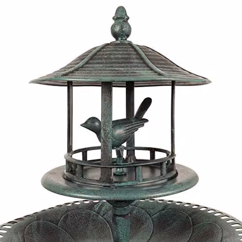 Samuel Alexander Green and Transparent Square Plastic Ornamental Garden Bird Bath and Sheltered Feeding Table – 6