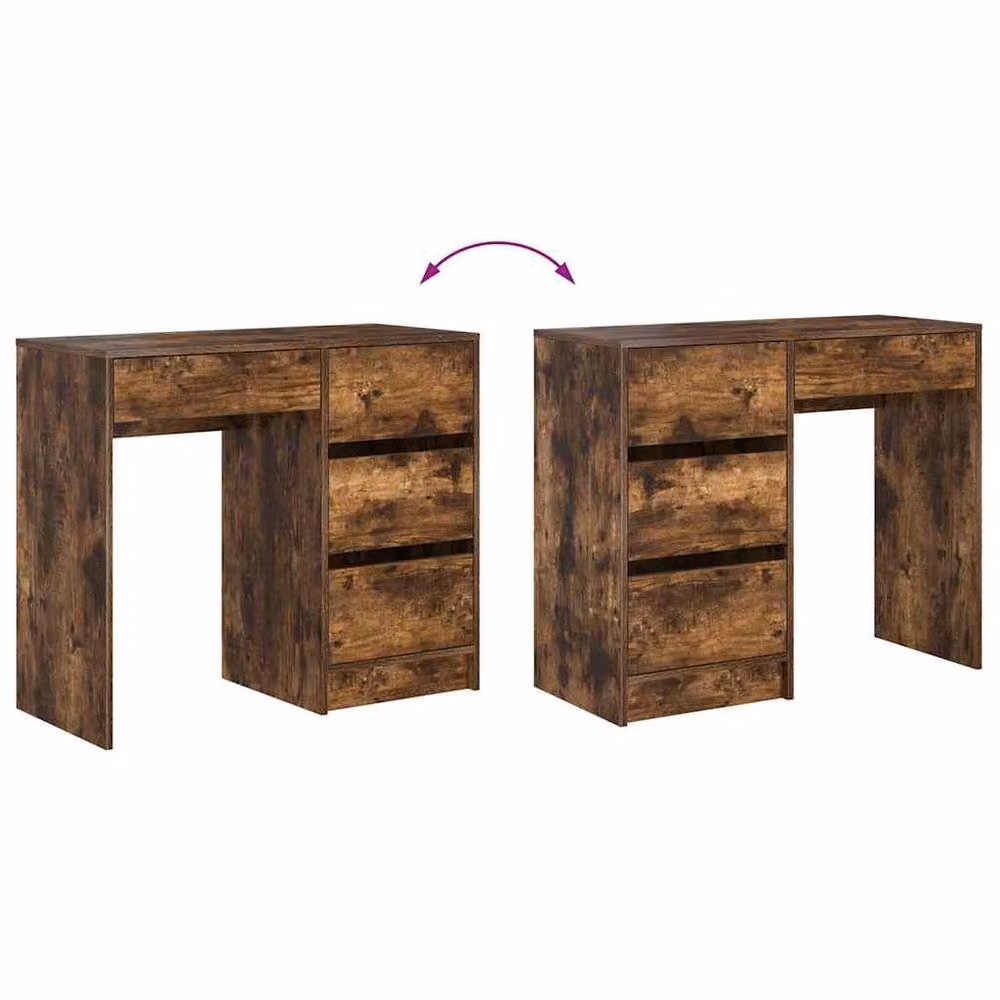 Berkfield Home Modern Writing Desk in Brown Smoked Oak – 5