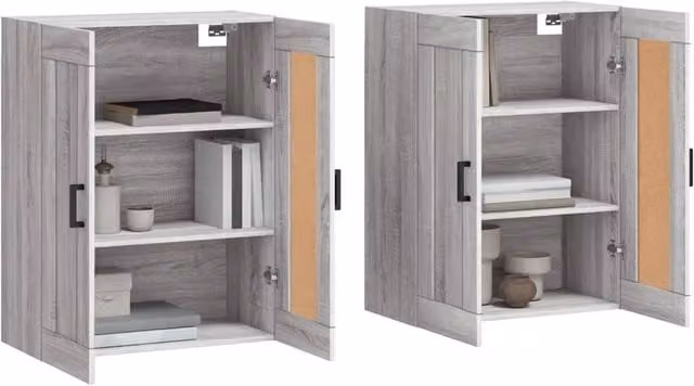 Berkfield Home Wall Mounted Cabinets, 2 Piece Set in Grey Sonoma, W/D/H: 90 x 34 x 69.5 cm