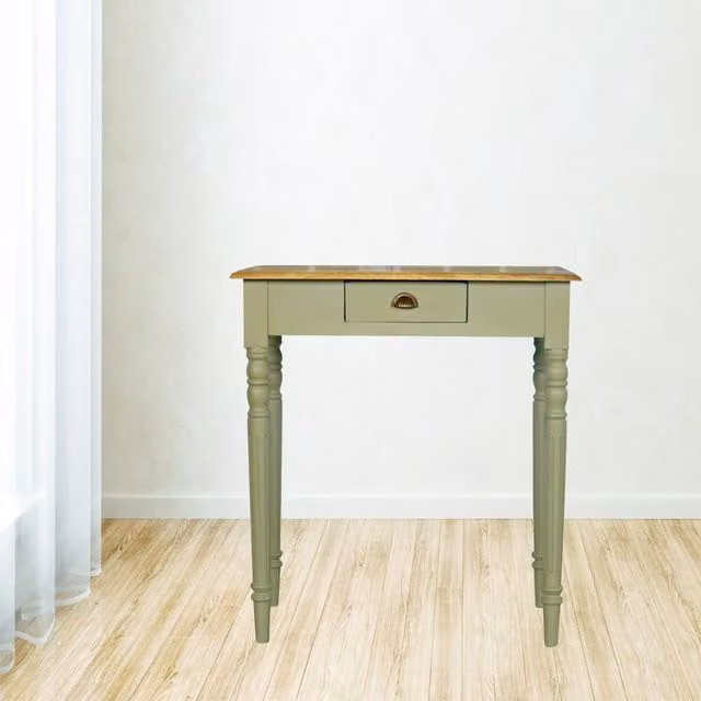Artisan Furniture Vintage Mango Wood Writing Desk in Brown and Grey