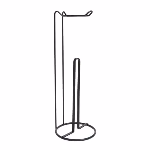 OHS Stainless Steel Freestanding Toilet Roll Holder and Spare Roll Organiser in Black – 1