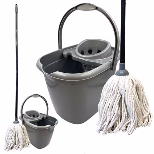 The Dustpan and Brush Store Grey Mop and Bucket Set with Wringer and 12L Capacity – 1