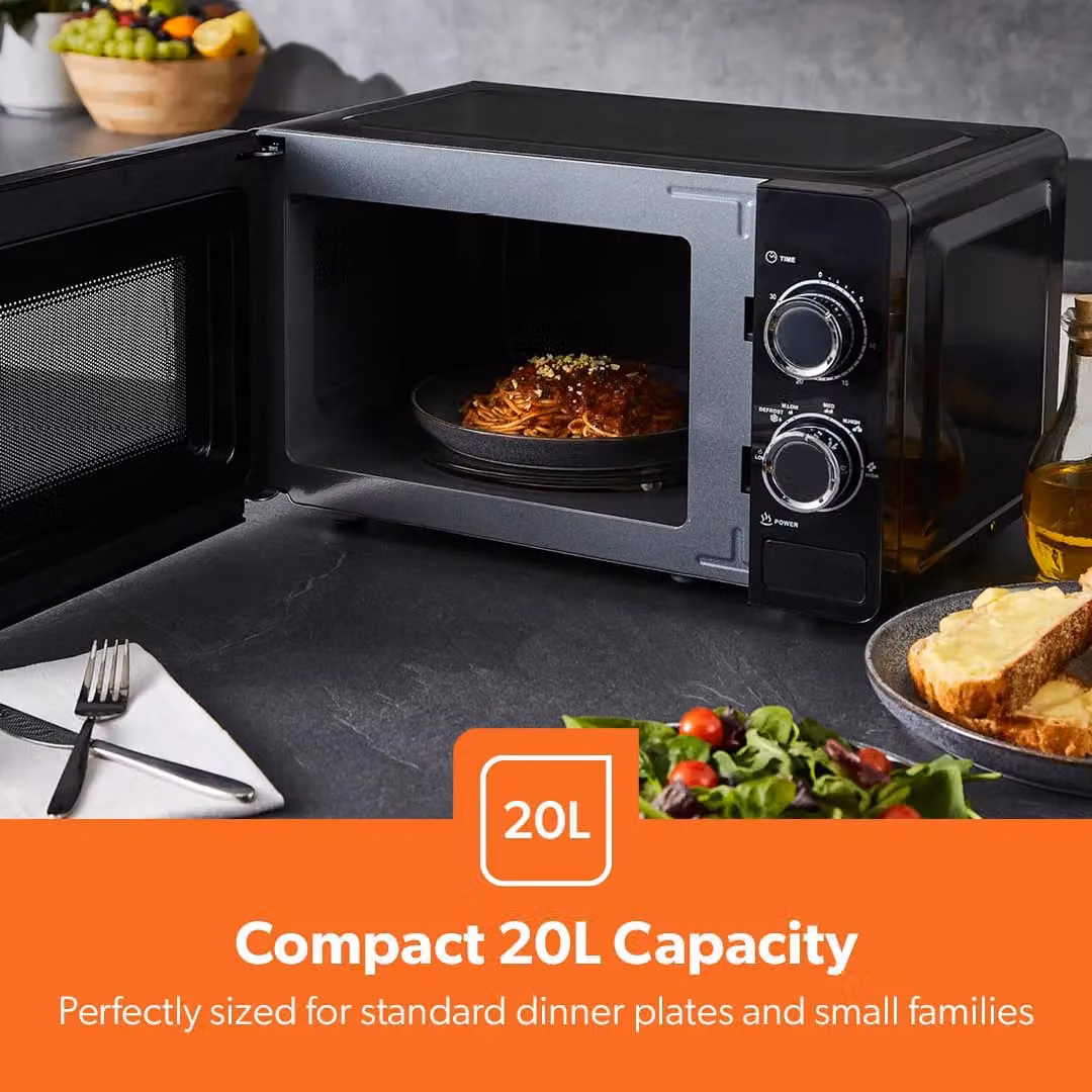 Geepas Black Kitchen Set with 1.7L Illuminating Glass Kettle, 4 Slice Bread Toaster and 20L Microwave – 2