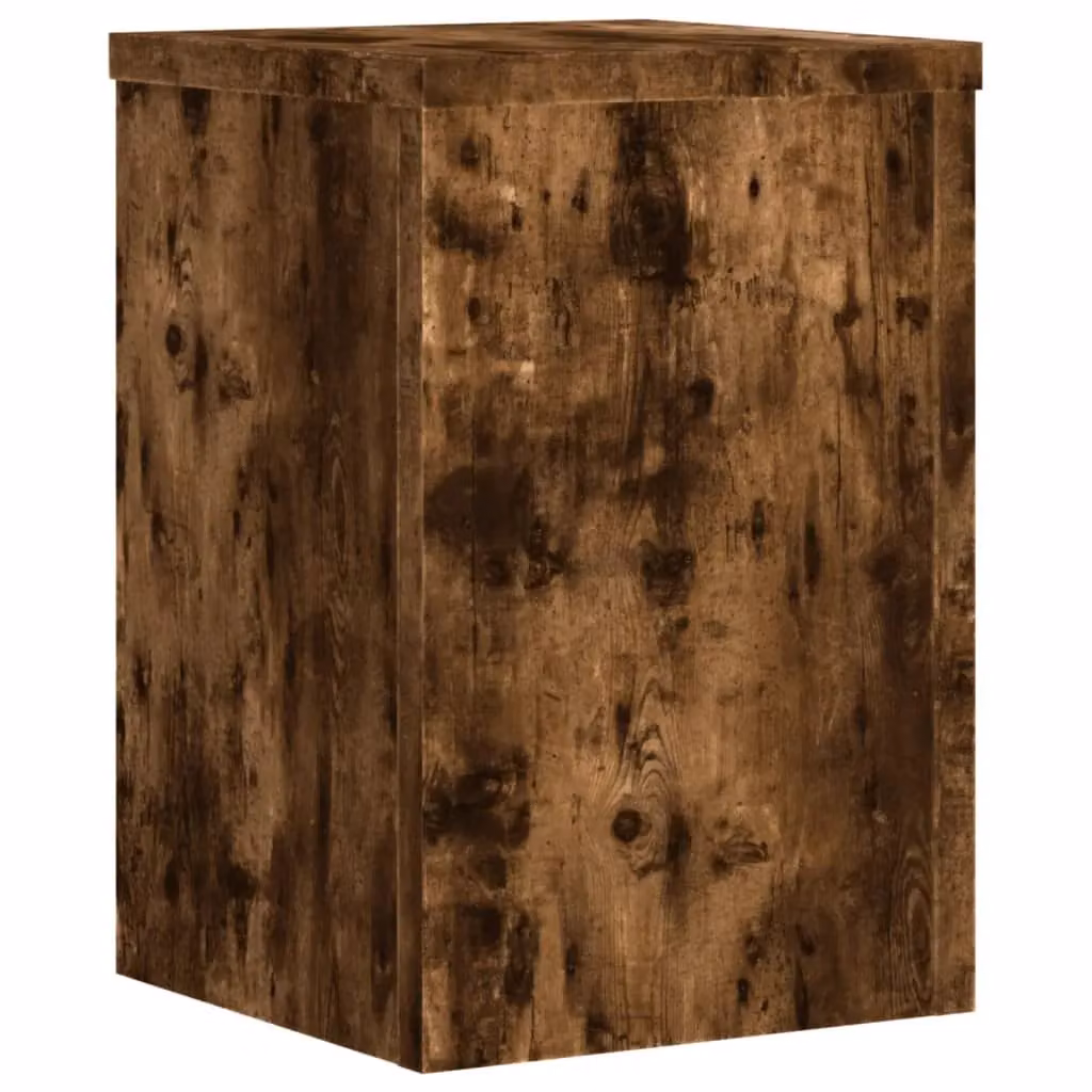 Berkfield Home Set of 2 Modern Plant Stands in Smoked Oak Brown, W/D/H: 20 x 20 x 30 cm – 4