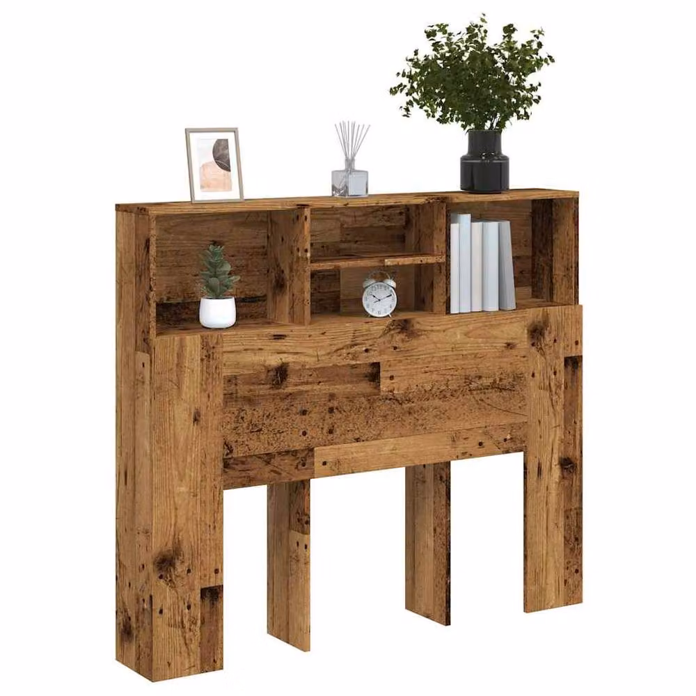Berkfield Home Headboard Cabinet in Old Wood Brown, W/D/H: 120 x 19 x 103.5 cm – 2