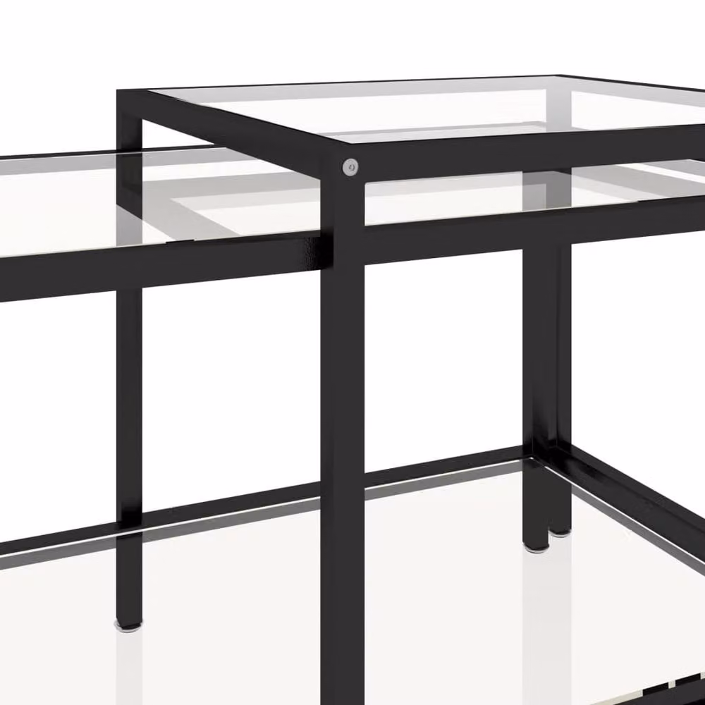 Berkfield Home Set of 2 Nested Square Tea Tables with Transparent Tempered Glass Tops – 5