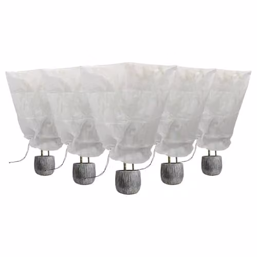 Harbour Housewares Set of 5 White Plant Fleece Frost Protection Covers with Drawstring, W/D/H: 80 x 100 cm – 1
