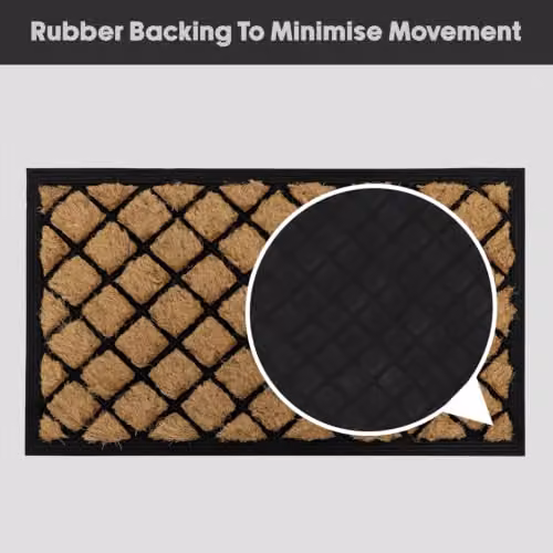 JVL Brown Diamond Grid Coir and Rubber Backed Tuffscrape Doormat, W: 40 cm, D: 70 cm – 9