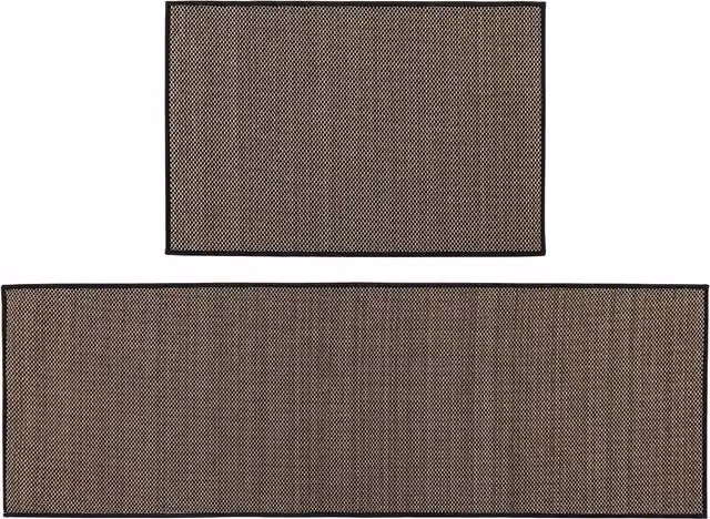 JVL Antarra Machine Washable Non-Slip Doormat and Runner Set, Brown