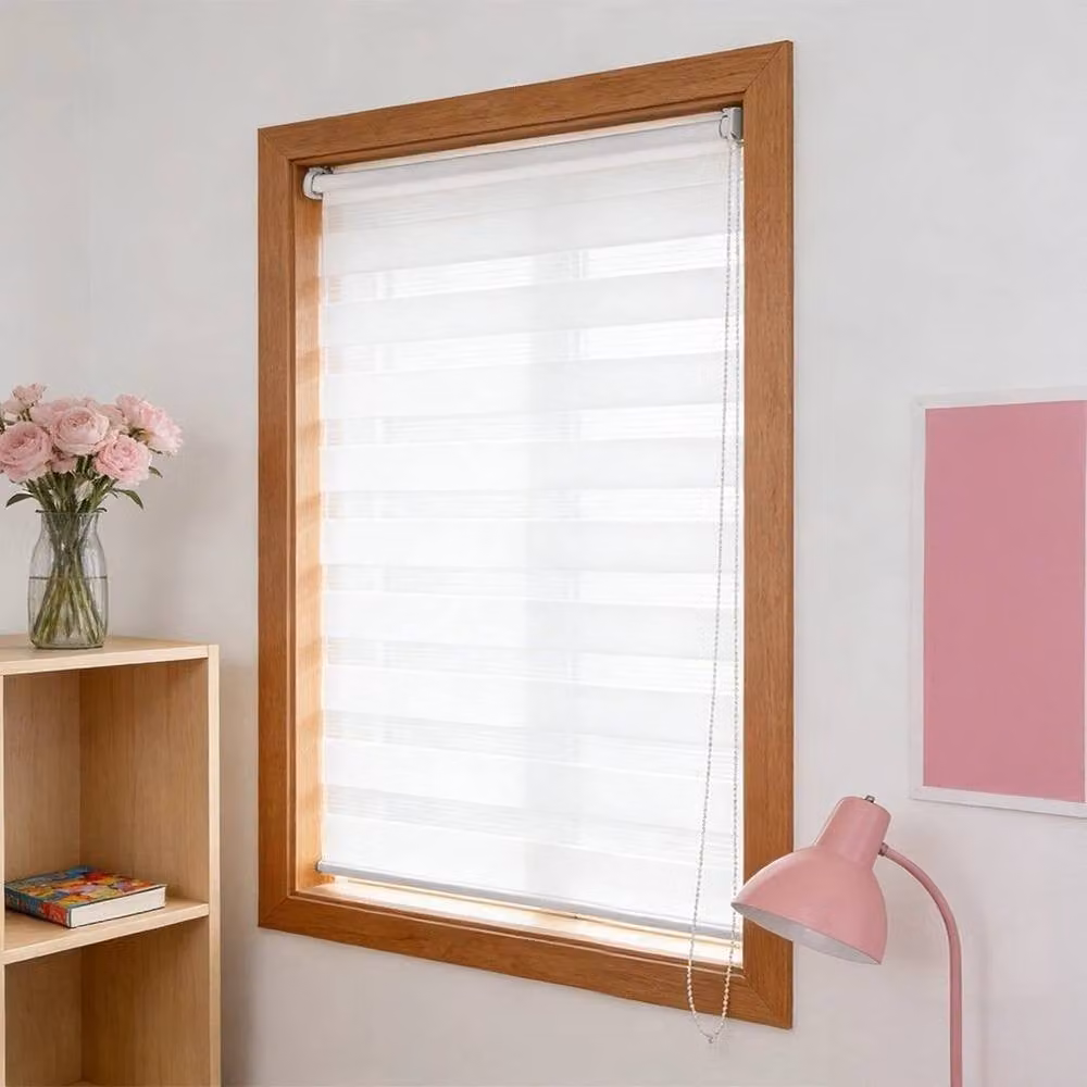 PAWNORA Zebra Day and Night Window Roller Blind, White, Width: 60 cm – 4