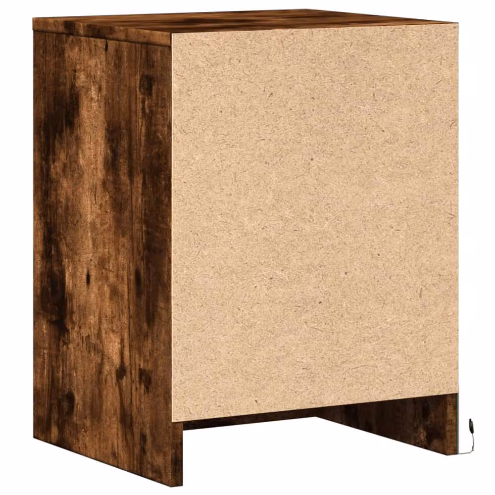 Berkfield Home Set of 2 Modern Bedside Cabinets with Integrated LED Lights in Smoked Oak Brown – 5