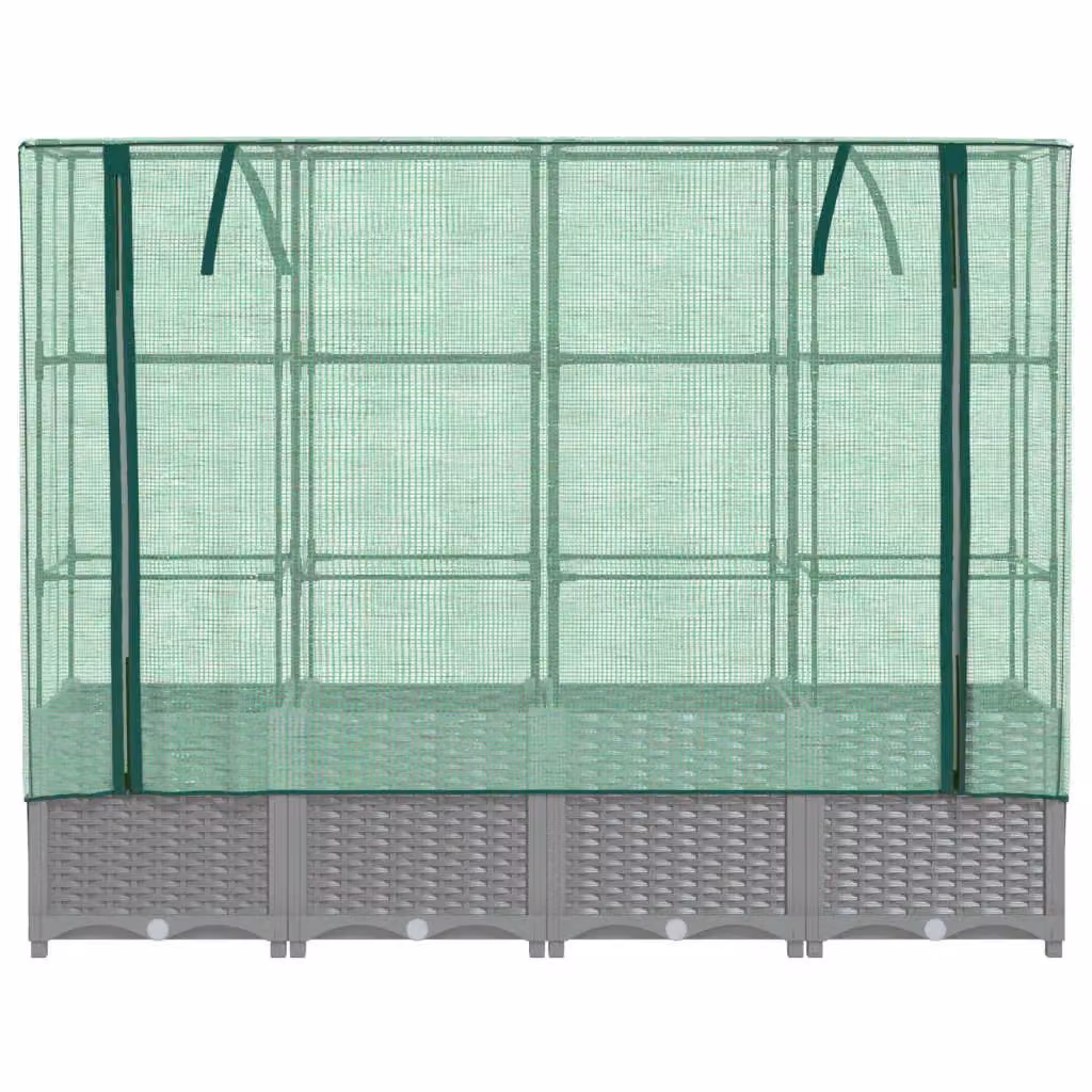 Berkfield Home Raised Bed with Greenhouse Cover in Black Rattan Look, W/D/H: 160 x 40 x 138 cm – 3
