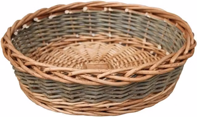 Red Hamper Unpeeled Willow Wicker Round Tray in Brown, Diameter: 25 cm – 1