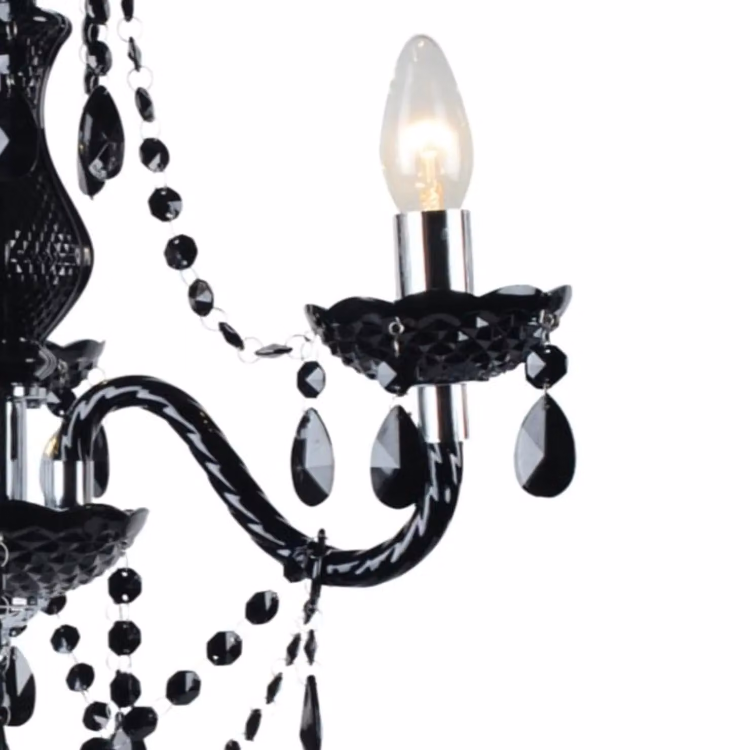 First Choice Lighting Marie Therese Style Chandelier Set of 2, Black and Chrome, Suspended, Height Adjustable, Dimmable – 3
