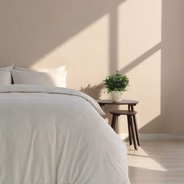 Martex Cotton Percale Duvet Cover Set in Beige, W: 90 cm, L: 200 cm