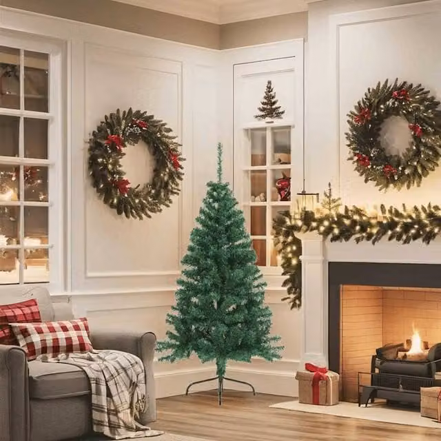 Berkfield Home Artificial Half Christmas Tree in Green with Stand, Height: 150 cm – 1