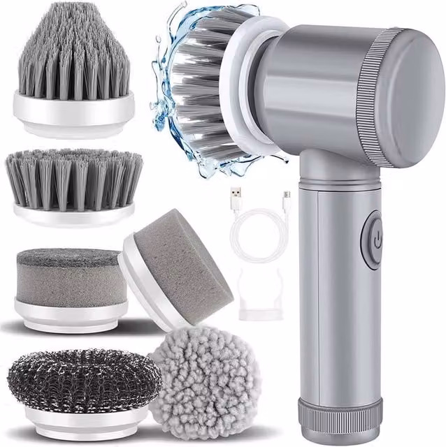 EONLION Electric Spin Scrubber Cleaning Brush in Silver