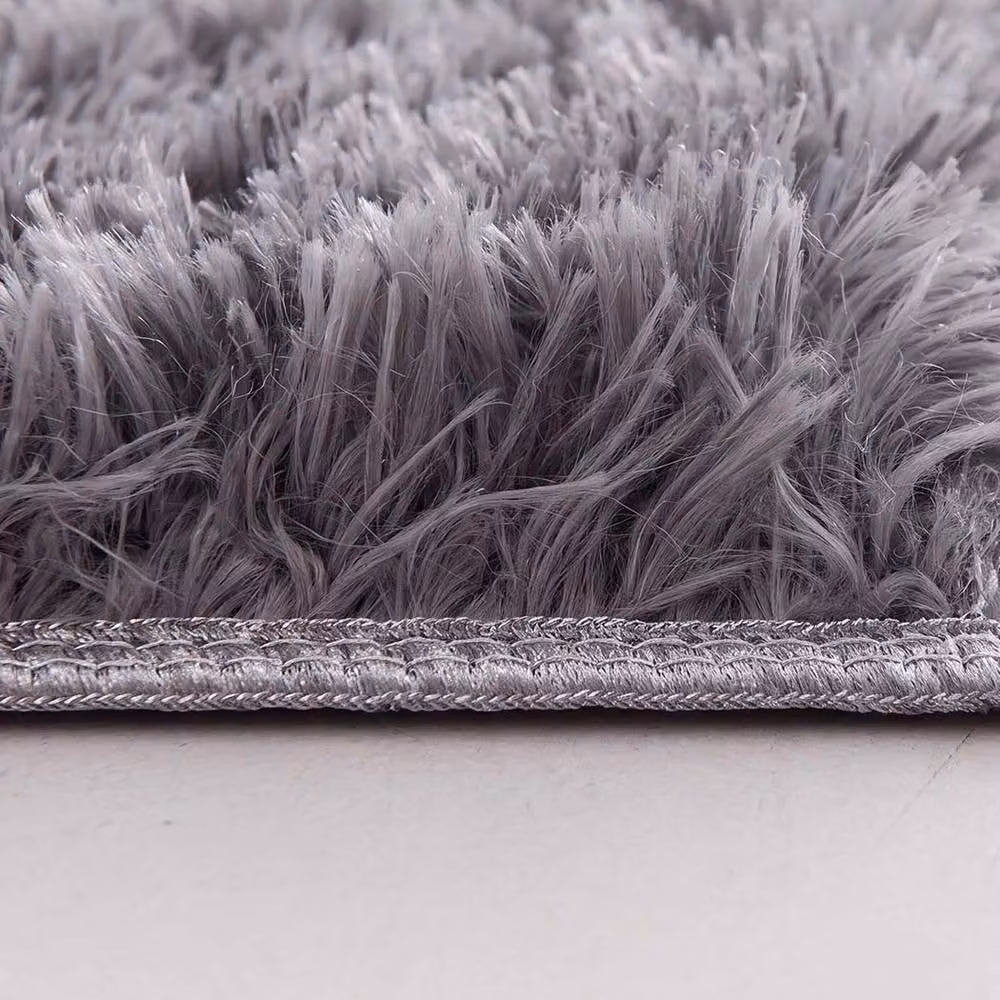 Marlow Grey Fluffy Soft Pile Polyester Rug with Rebound Foam and Non-Slip Base, W: 120 cm x D: 160 cm – 4