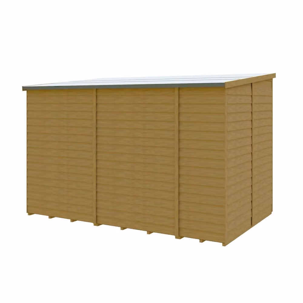 Shires Overlap Pent Shed with Single Door and Window in Brown, L: 183 cm, W: 299 cm, H: 205.6 cm – 2