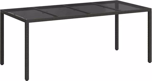 Berkfield Home Black Poly Rattan Garden Dining Table W: 190 cm, D: 90 cm, H: 75 cm – 1