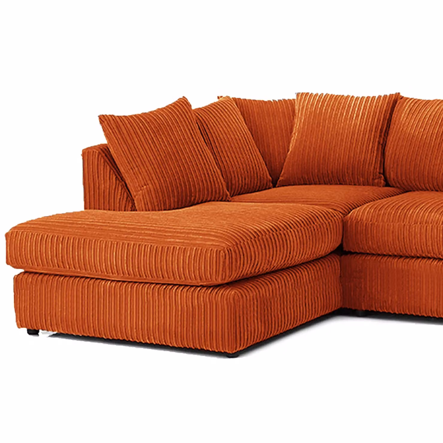 Luxor Living Orange Jumbo Cord 4 Seater Left Hand Facing Corner Sofa – 2