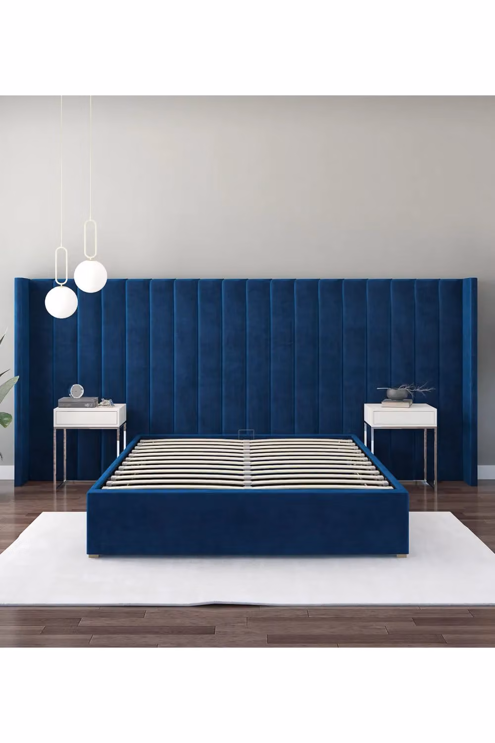 Aspire Grandeur Upholstered Headboard in Navy Blue – 2
