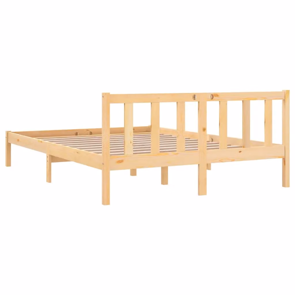 Berkfield Home Modern Solid Pinewood Bed Frame, Brown, W: 140 cm, D: 190 cm – 2