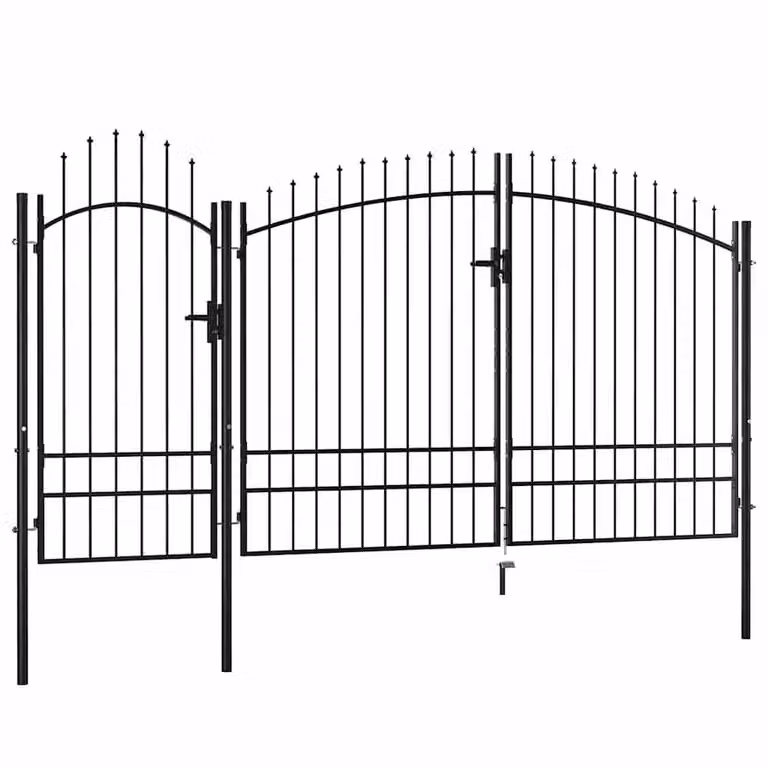 Berkfield Home Elegant Steel Swing Garden Gate, Black, W: 400 cm, H: 245 cm
