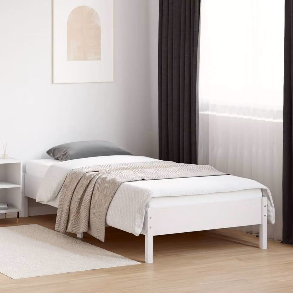 Berkfield Home White Solid Pine Bed Frame W/D/H: 100 x 200 x 36.5 cm – 2