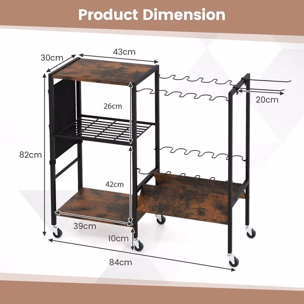 VOGREX Fishing Tackle Cart with Rod Holder and Wheels in Brown – 2