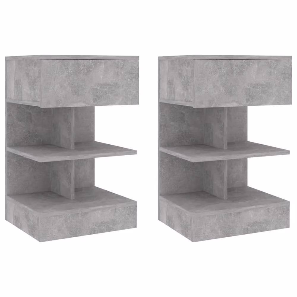 Berkfield Home Beautiful Bedside Cabinets, 2 Piece, Concrete Grey, W: 40 cm, D: 35 cm, H: 65 cm – 2
