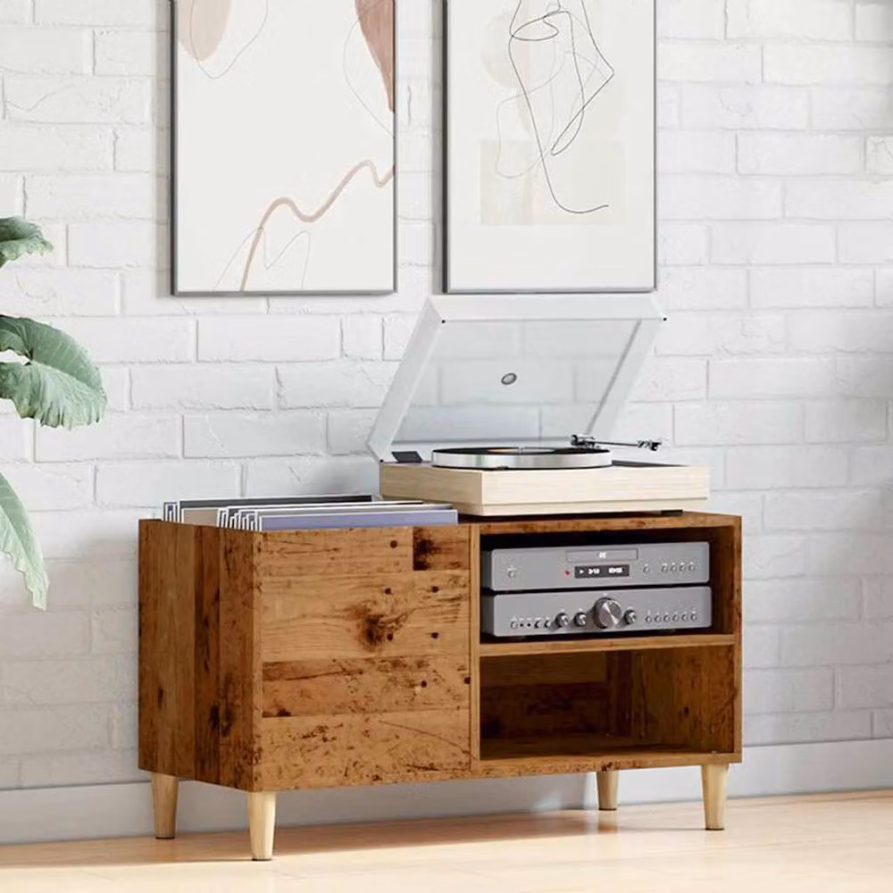 Berkfield Home Record Cabinet in Old Wood Brown, W/D/H: 84.5 x 38 x 48 cm – 3
