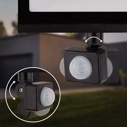 Briloner Black LED Outdoor Floodlight with Motion and Dusk Sensor, 30W, 2700lm, IP65, W/D/H: 19 x 19 x 4 cm – 10