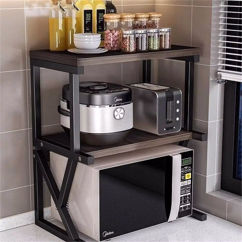 Nordara 3 Tier Microwave Oven Rack Stand Storage in Black, W/D/H: 70 x 70 x 70 cm – 2