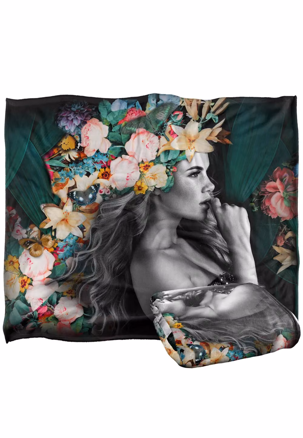 Bcreative Reinders Flower Girl Floral Portrait Super Soft Fleece Throw Blanket, Multicolour, W: 152 cm, D: 127 cm – 7