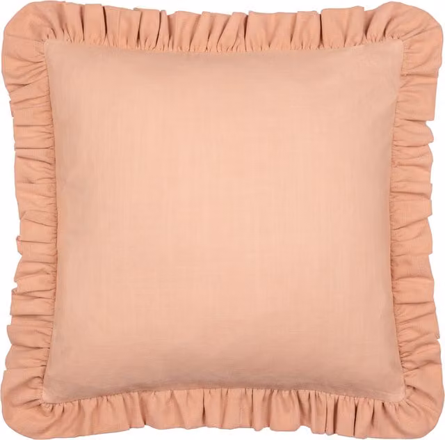 Make It A Home Effie Plain Ruffle Cotton Cushion in Pink
