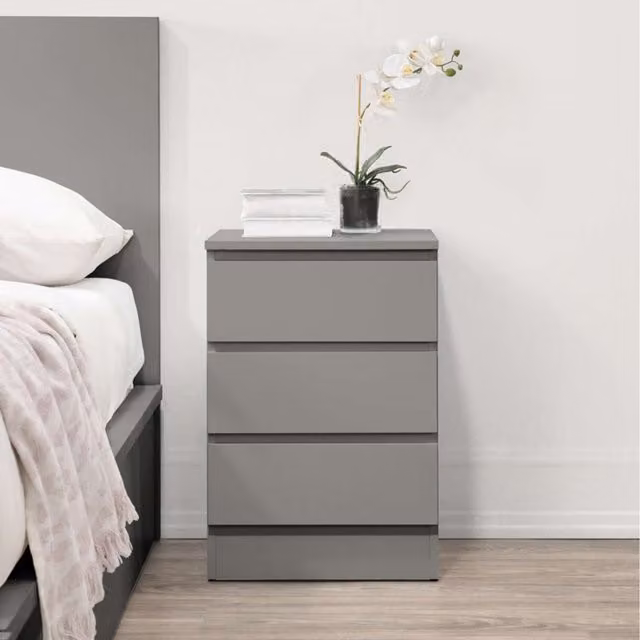 Birlea Oslo 3 Drawer Bedside Table in Grey