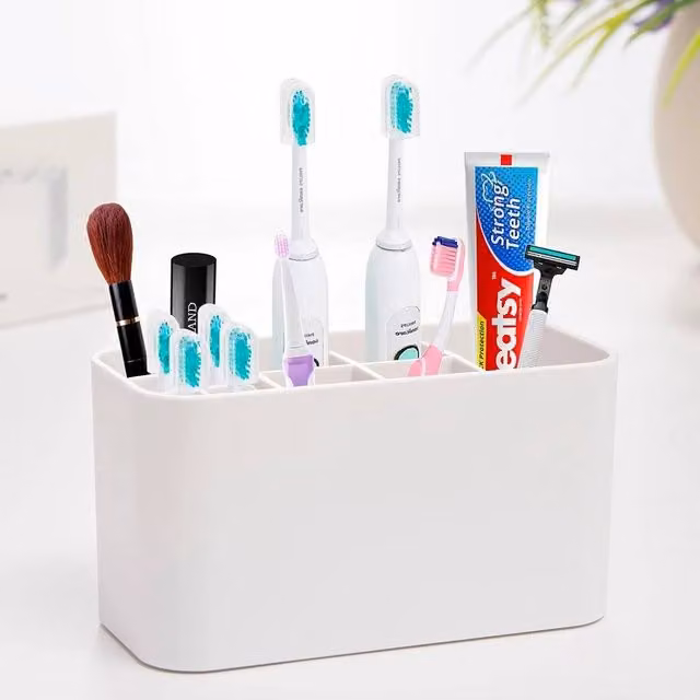PAWNORA Wall Mounted Plastic Toothpaste Storage Rack in White – 1