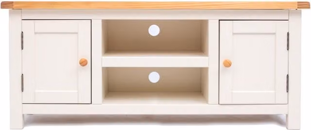 Cabinet Bits Maggiori 2 Door TV Cabinet in White Waxed Pine with Wood Knobs
