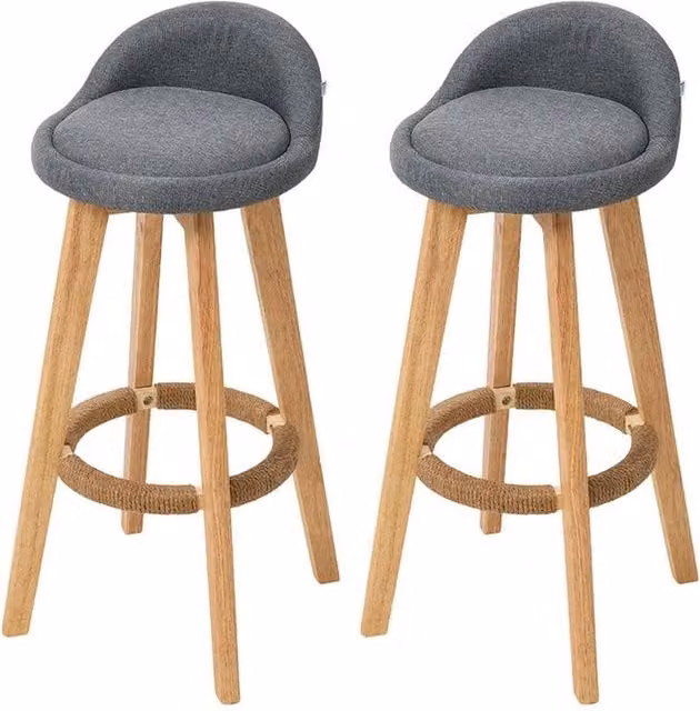 FORGEVIO Grey Wooden Kitchen Island and Breakfast Bar Stools – 1