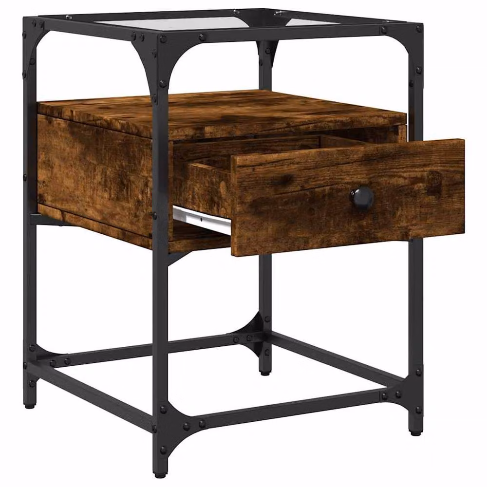Berkfield Home Decorative Bedside Cabinets, 2 Piece Set in Smoked Oak Brown, W/D/H: 40 x 40 x 55 cm – 6
