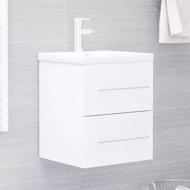Berkfield Home Sink Cabinet in White, W/D/H: 41 x 38.5 x 48 cm