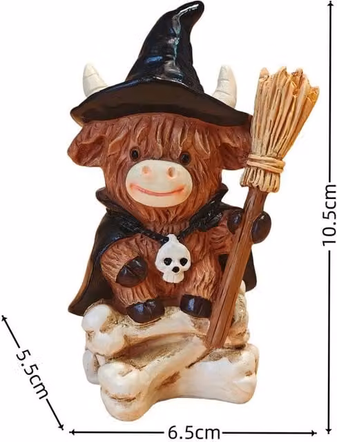 Quipulse Black Highland Cow Resin Tabletop Figurine