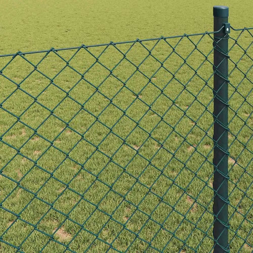 Berkfield Home Green PVC Coated Galvanised Steel Chain Link Fence, H: 1.6 m x W: 25 m – 3